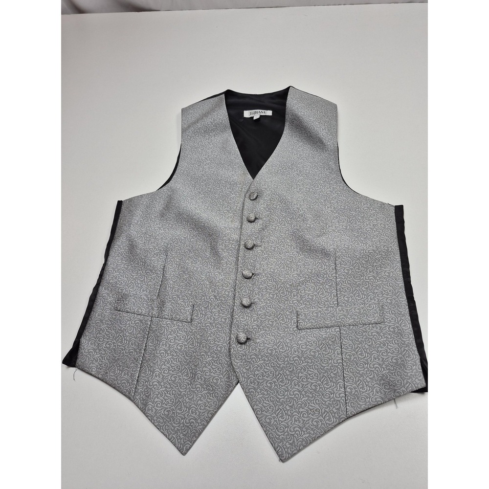 Lubiam Vest Mens Small Gray Polyester Paisley Tuxedo Formal Wedding USA